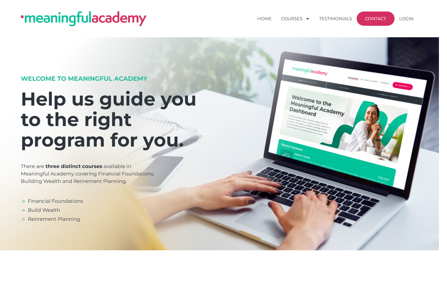 Meaningful Academy website screenshot
