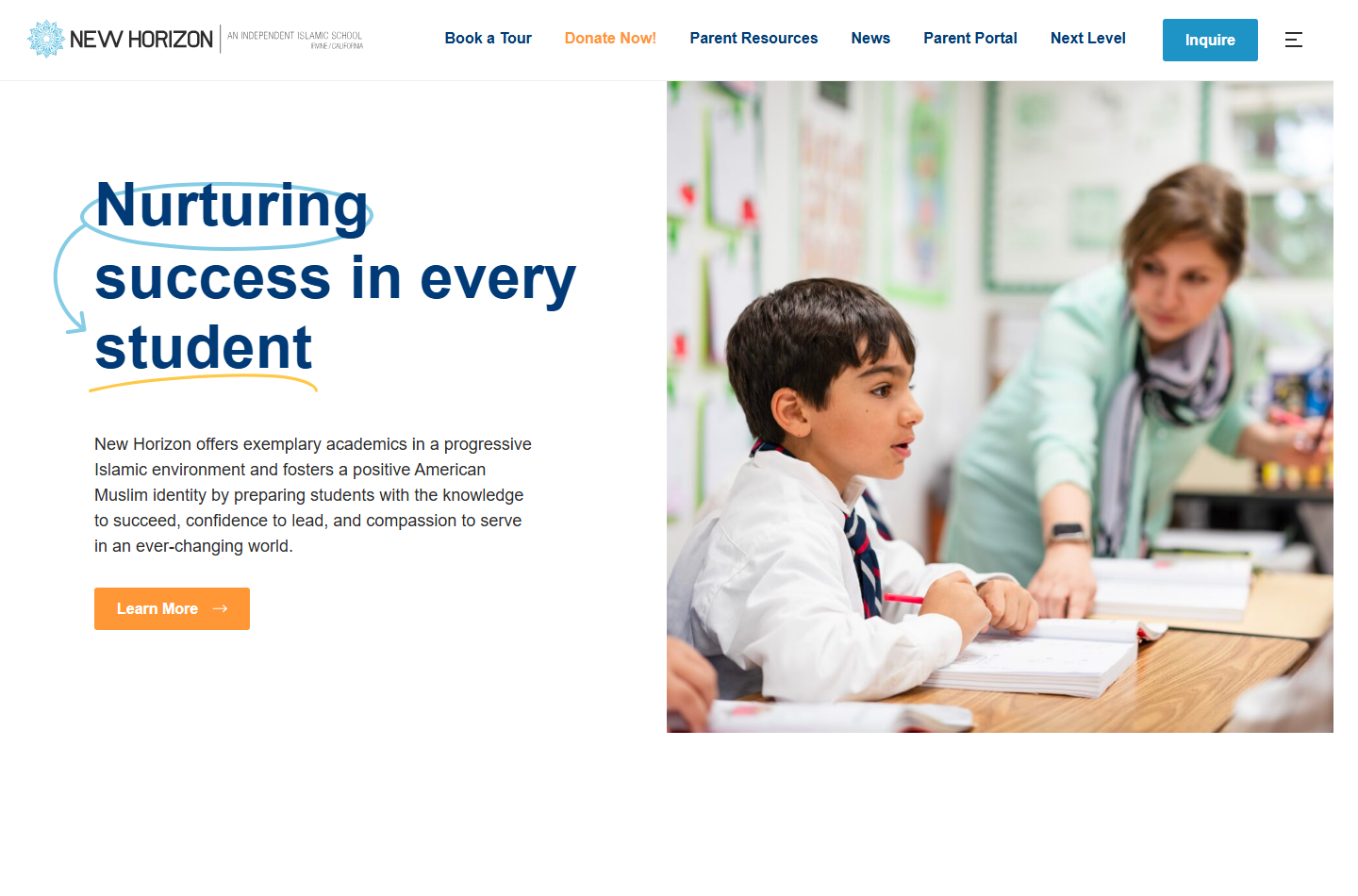 New Horizon Irvine website screenshot