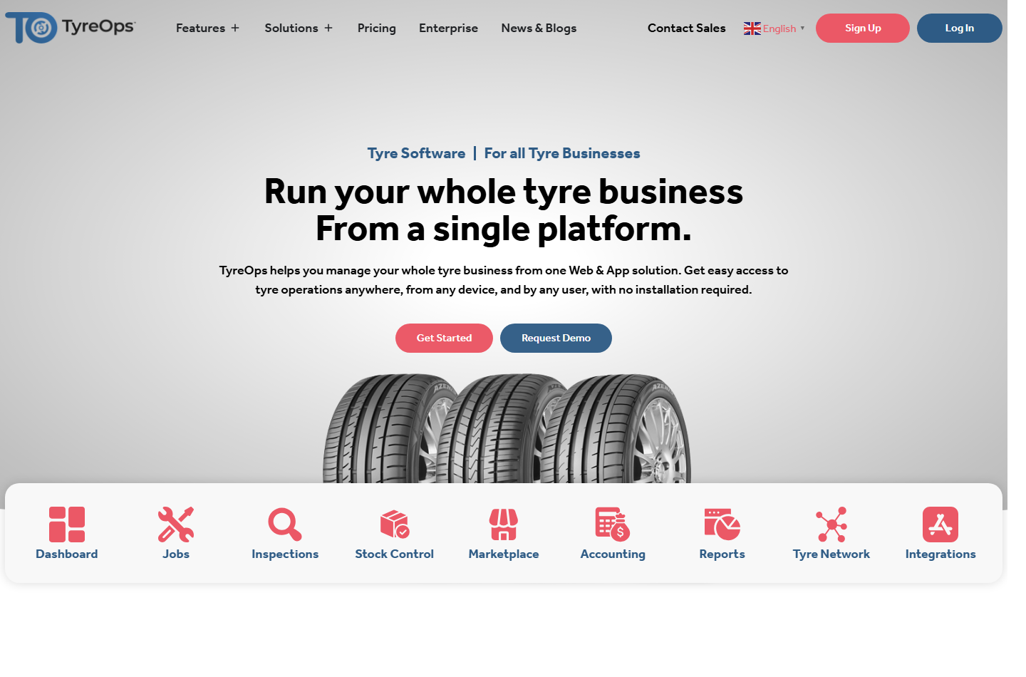 TyreOps website screenshot