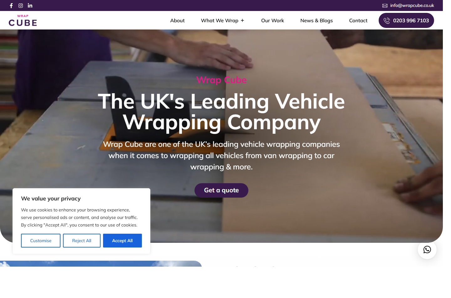 Wrap Cube website screenshot